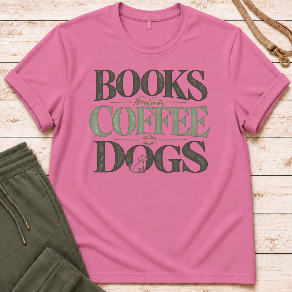 Books Coffee Dogs T-Shirt