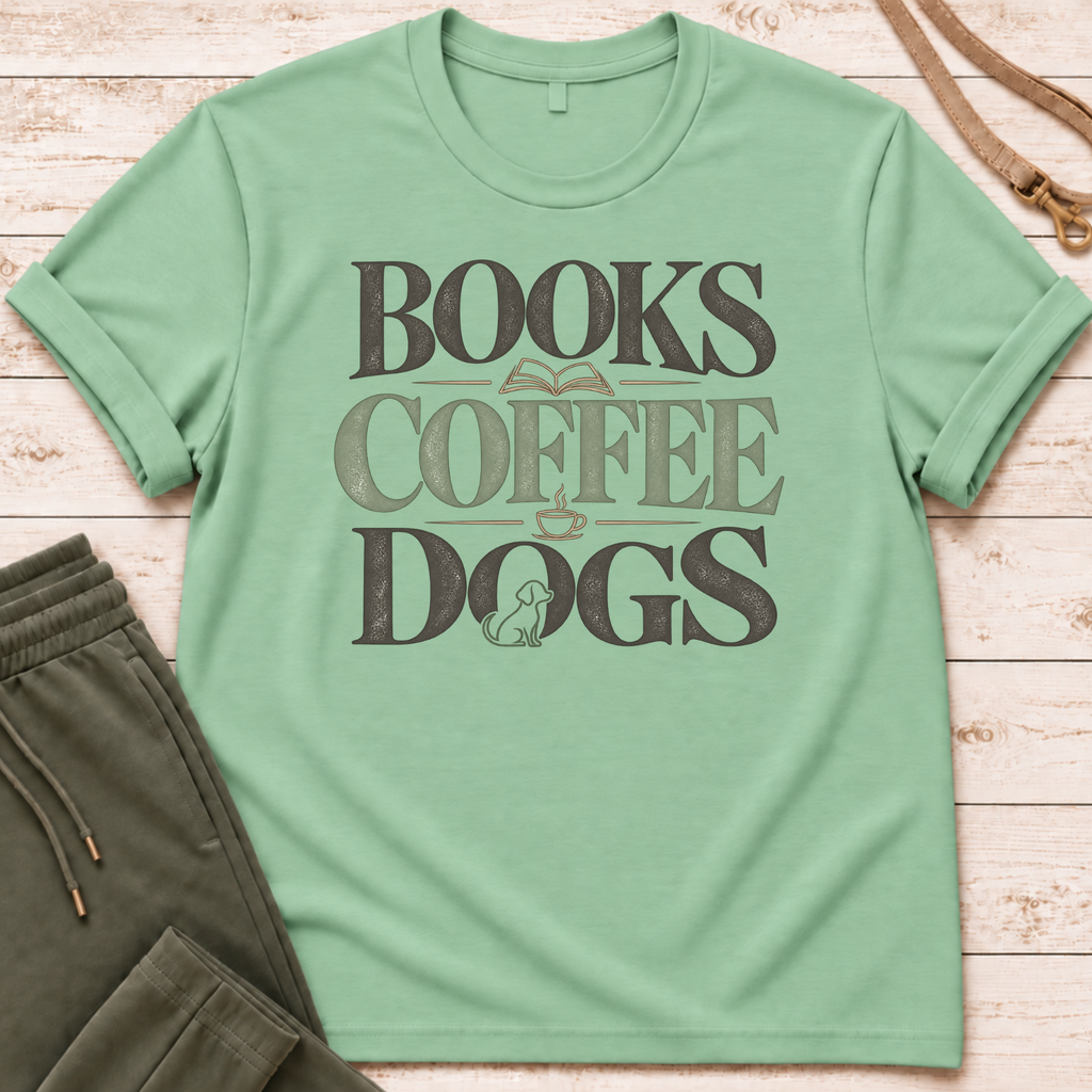 Books Coffee Dogs T-Shirt