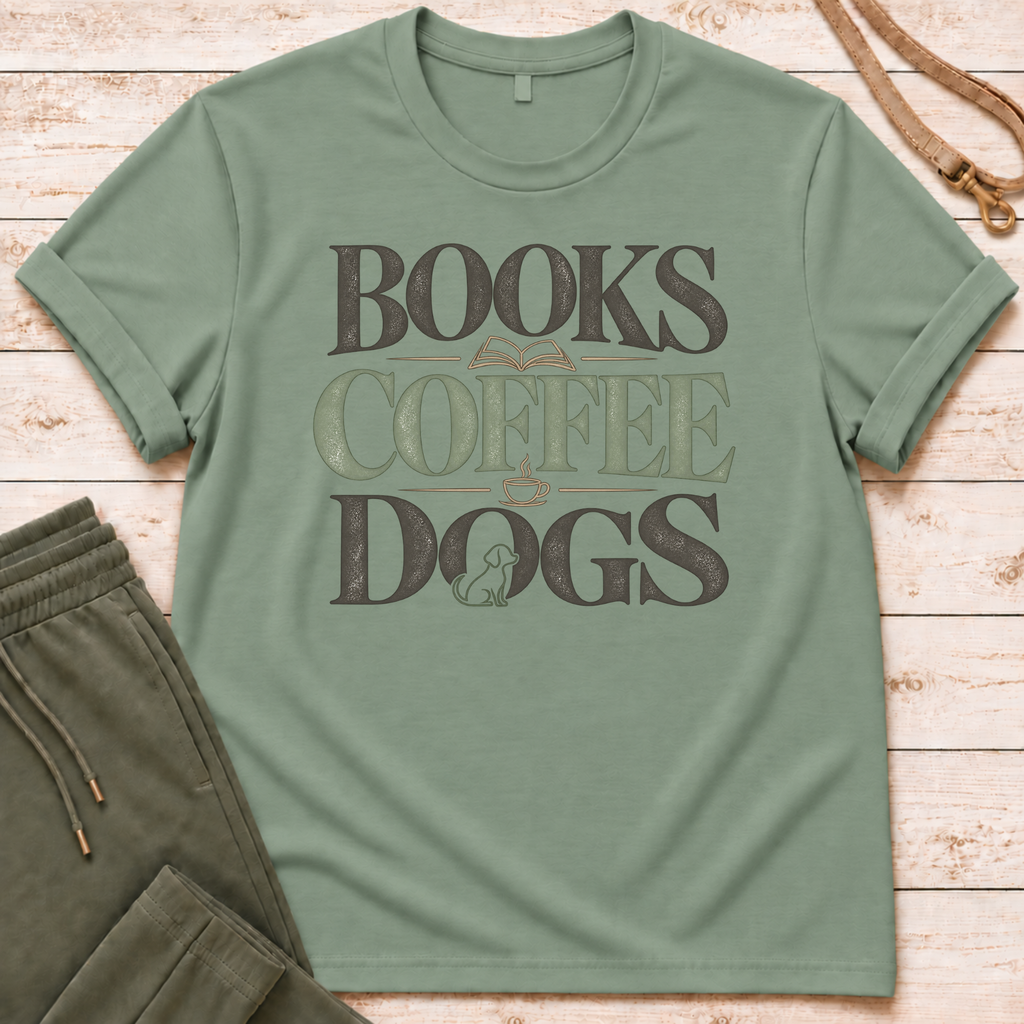 Books Coffee Dogs T-Shirt