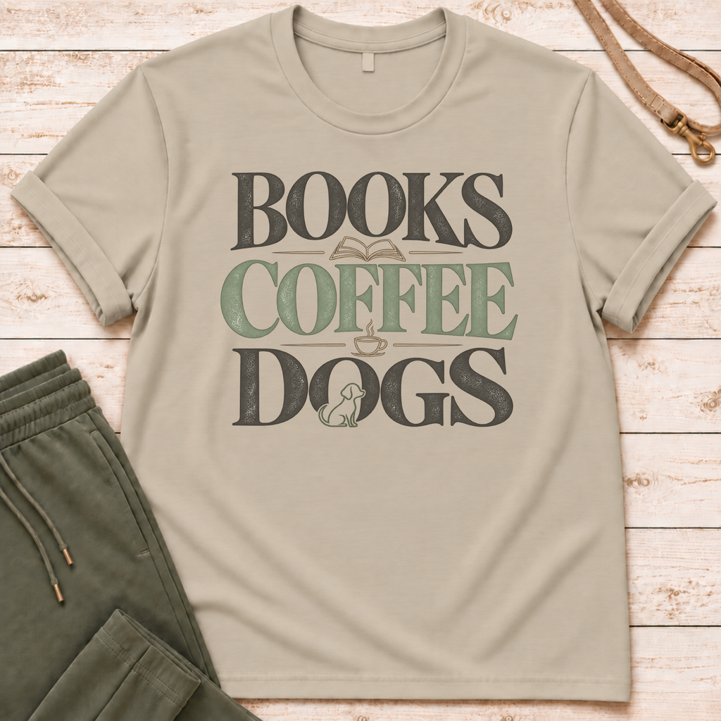 Books Coffee Dogs T-Shirt